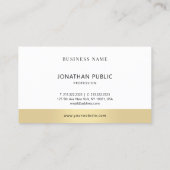 Carte De Visite Moderne simple élégante Or Blanc Company Plain (Dos)