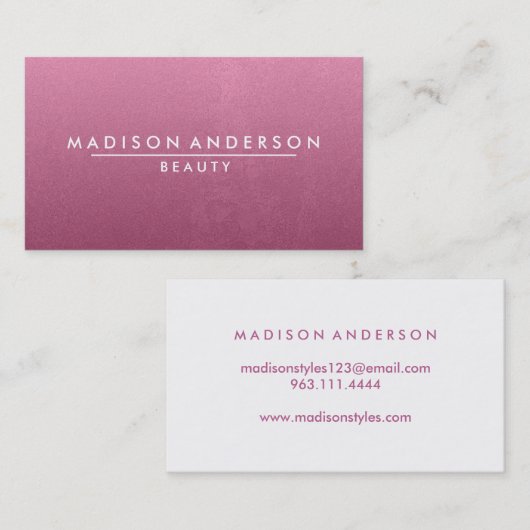 Carte De Visite Moderne simple et classique beauté rose (Devant / Derrière)