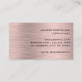 Carte De Visite Moderne Simple Faux Rose Or brossé Métal brossé (Dos)