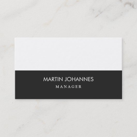 Carte de visite moderne simple gris foncé blanc (Devant)