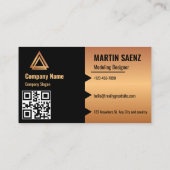 Carte De Visite Moderne Simple Minimal QR Code Social Media Black (Dos)