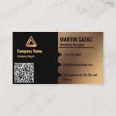 Carte De Visite Moderne Simple Minimal QR Code Social Media Black (Dos)