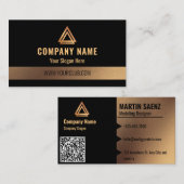 Carte De Visite Moderne Simple Minimal QR Code Social Media Black (Devant / Derrière)