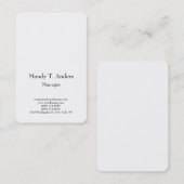 Carte De Visite Moderne simple minimaliste élégant blanc (Devant / Derrière)