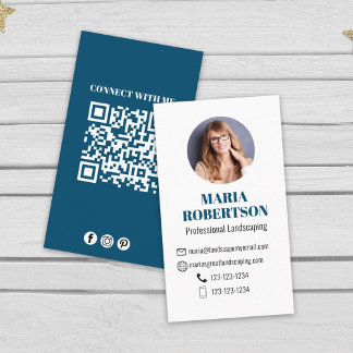 Carte De Visite Moderne Simple Minimaliste QR Code Social Médias