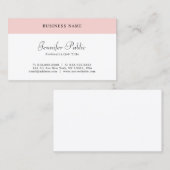 Carte De Visite Moderne simple Modèle élégant rose blanc rose (Devant / Derrière)