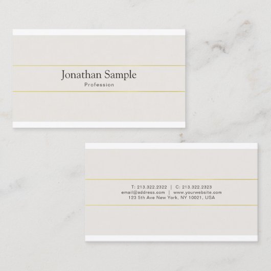 Carte de visite moderne simple Modèle or rayé (Devant / Derrière)