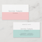 Carte De Visite Moderne Simple Monnaie Modèle Vert rose pâle (Devant / Derrière)