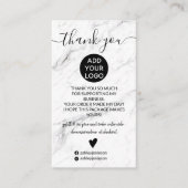 Carte De Visite Moderne simple noir blanc marbre ordre merci (Devant)