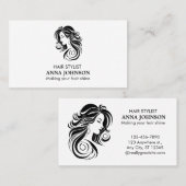 Carte De Visite Moderne simple noir coiffeur blanc (Devant / Derrière)