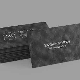Carte De Visite Moderne Simple Noir Minimaliste Texturé Monogramme