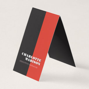 Carte De Visite Moderne Simple Noir Rouge Tendance Minimaliste Uni