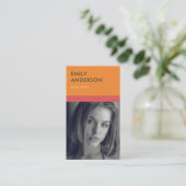 CARTE DE VISITE MODERNE SIMPLE ORANGE ROUGE IDENTITÉ PHOTO PERSONN (Debout devant)