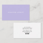 Carte De Visite Moderne simple pastel lilas professionnel minimali (Devant / Derrière)