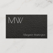 Carte De Visite Moderne Simple Professionnel Cuir Noir Minimal (Devant)