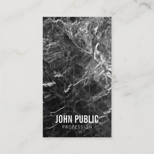 Carte De Visite Moderne Simple Professionnel Modèle Noir Marbre (Devant)