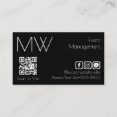 Carte De Visite Moderne Simple Professionnel Noir Blanc Minimalist (Dos)