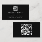Carte De Visite Moderne Simple Professionnel QR Code Noir Et Blanc (Devant / Derrière)