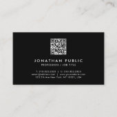 Carte De Visite Moderne Simple Professionnel QR Code Noir Et Blanc (Devant)