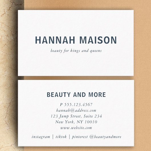 Carte De Visite Moderne, simple, professionnel, salon, blanc