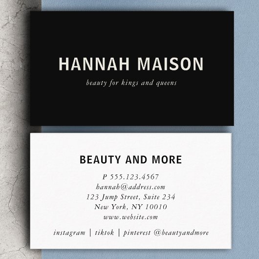 Carte De Visite Moderne, simple, professionnel, salon, noir