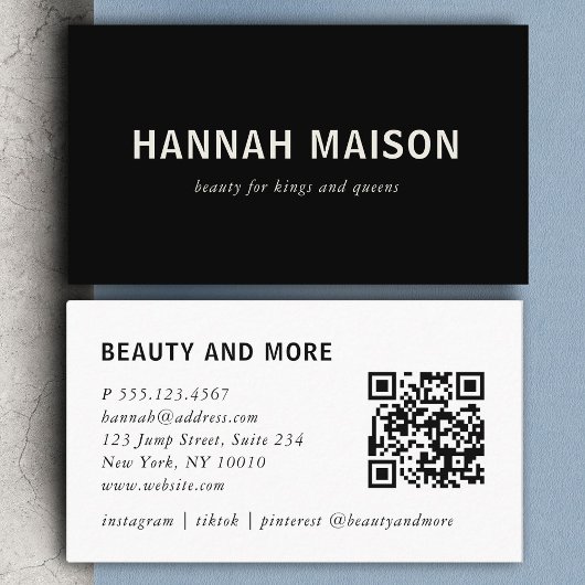 Carte De Visite Moderne, simple, professionnel, salon, noir,