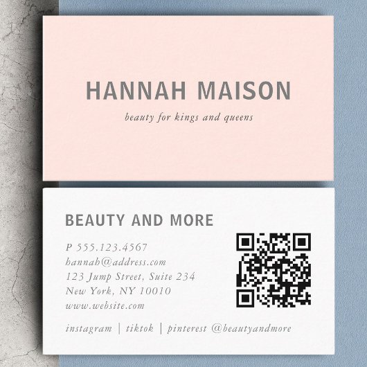 Carte De Visite Moderne, simple, professionnel, salon, rose clair,