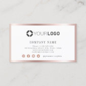 Carte De Visite Moderne simple rose frontière or professionnel (Dos)