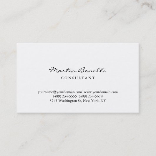 Carte de visite moderne Simple Script Consultant (Devant)