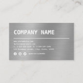 Carte De Visite Moderne Simple Silver Metal professionnel (Dos)
