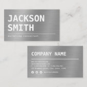 Carte De Visite Moderne Simple Silver Metal professionnel (Devant / Derrière)