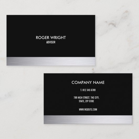 Carte De Visite Moderne simple Silver Shimmer Professional (Devant / Derrière)