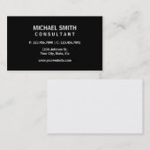 Carte De Visite Moderne simple simple noir élégant professionnel (Devant / Derrière)