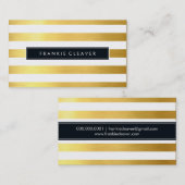 Carte De Visite MODERNE SIMPLE STRIPE MOTIF audacieux feuille or t (Devant / Derrière)