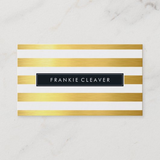 Carte De Visite MODERNE SIMPLE STRIPE MOTIF audacieux feuille or t (Devant)