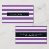 Carte De Visite MODERNE SIMPLE STRIPE MOTIF tendance violet pourpr (Devant / Derrière)