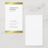 Carte De Visite Moderne simple tendance élégant Modèle blanc or (Devant / Derrière)
