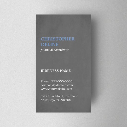 Carte De Visite Moderne Simple Texture Grey Blue Consultant