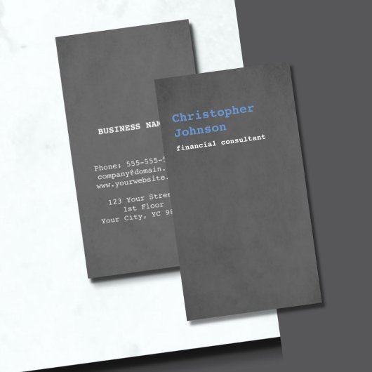 Carte De Visite Moderne Simple Texture Grey Blue Consultant