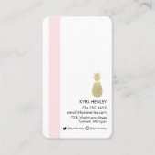 Carte De Visite Moderne Simple Tropical Feuille Ananas Rose Vert (Devant)