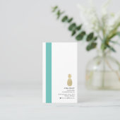 Carte De Visite Moderne Simple Tropical Feuille ananas Turquoise  (Debout devant)