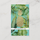Carte De Visite Moderne Simple Tropical Feuille ananas Turquoise  (Dos)