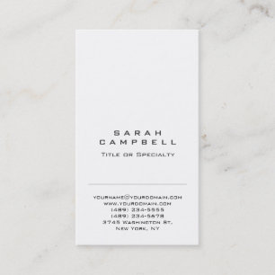 Carte De Visite Moderne Simple Vertical Blanc Unique Propre