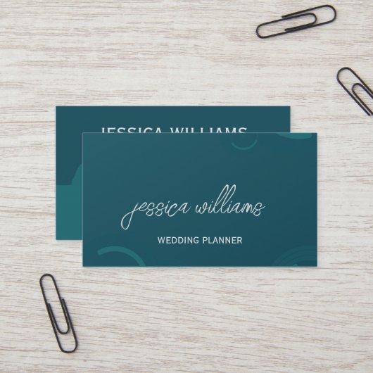 Carte De Visite Moderne Simple Wedding planner Turquoise (Devant/Arrière en situation)