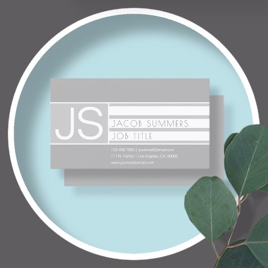 Carte De Visite Moderne Sophistiqué Gray Monogramme Gray