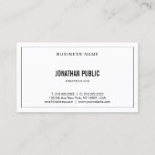 Carte De Visite Moderne Sophistiqué Noir Blanc Élégant Simple (Dos)