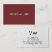 Carte De Visite Moderne Sophistiqué / Rouge profond / Texture blan (Devant / Derrière)