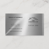 Carte De Visite Moderne Steel Metal Arrière - plan Construction Co (Dos)