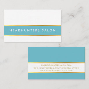 Carte De Visite MODERNE STRIP bande mince simple slick aqua or