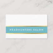Carte De Visite MODERNE STRIP bande mince simple slick aqua or (Devant)